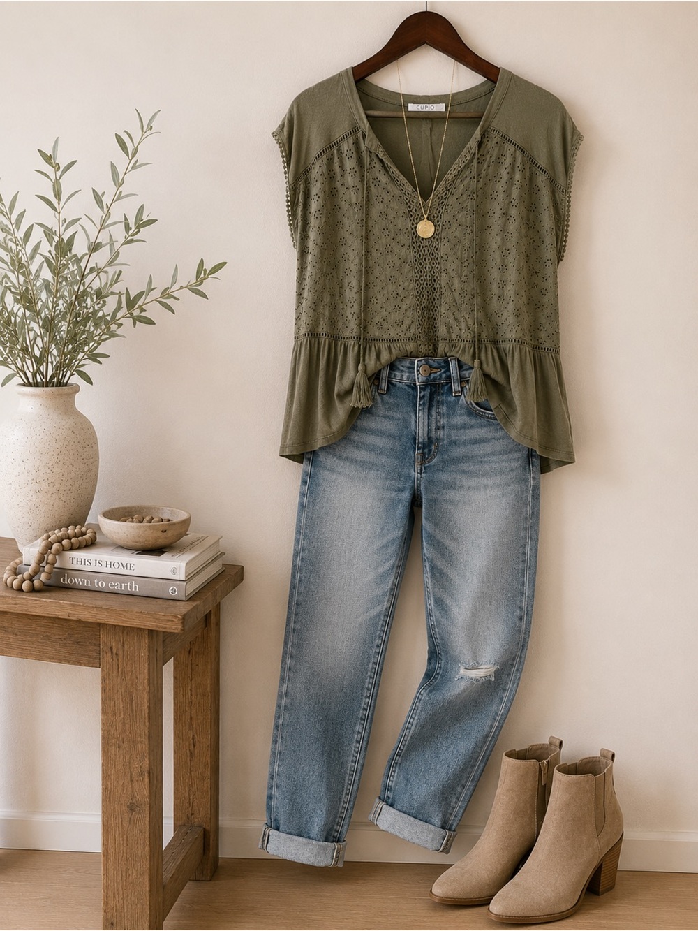 Cupio Olive Green Knit Top